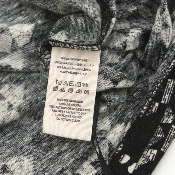 Free People Women's Printed Mid Length Boho LS Blouse Black Small Rayon - Picture 6 of 7